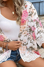 Load image into Gallery viewer, Lace Detail Floral Half Sleeve Kimono
