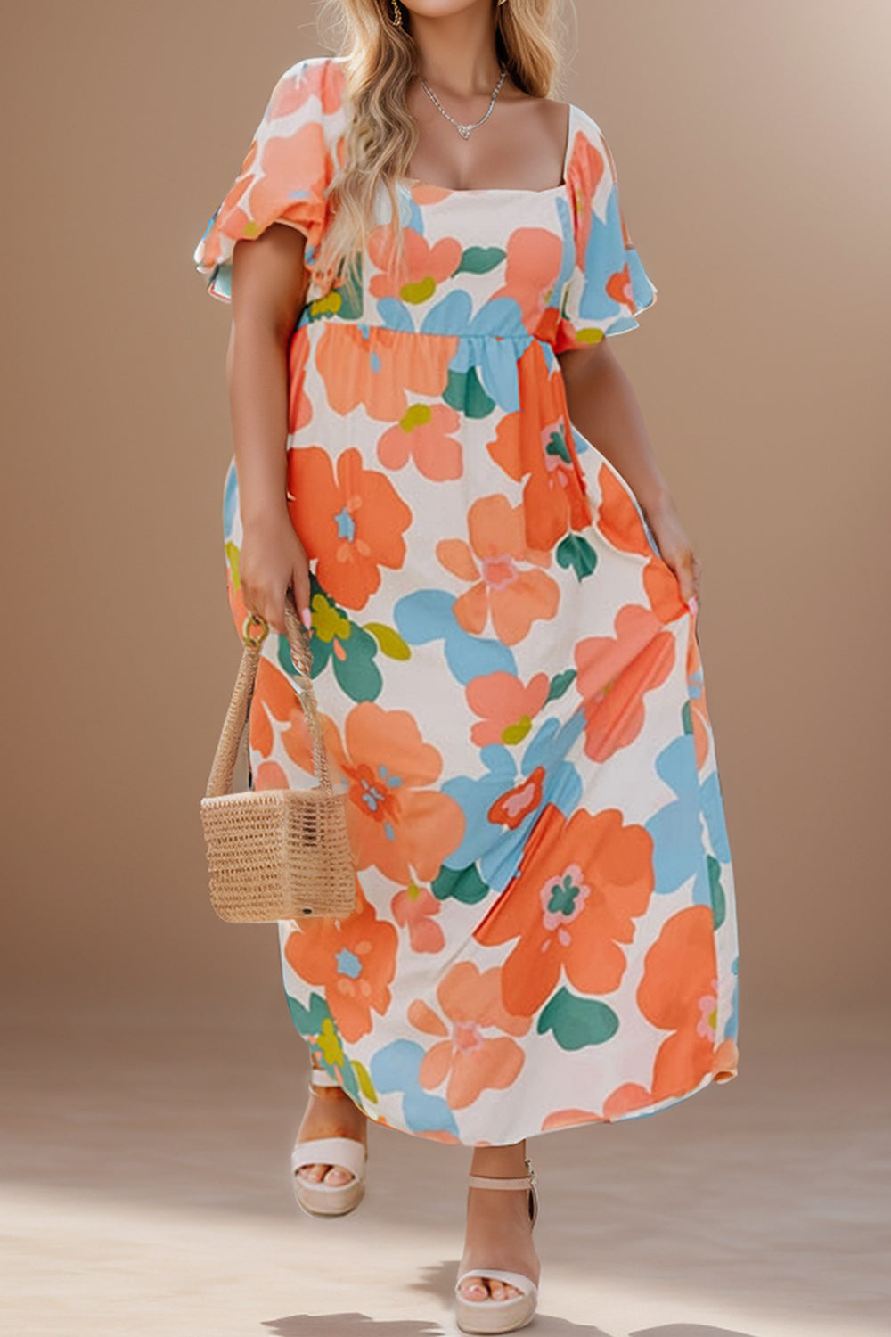 Floral Short Sleeve Maxi Dress