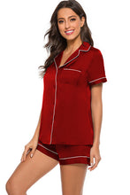 Load image into Gallery viewer, Printed Button Up Short Sleeve Top and Shorts Lounge Set
