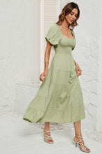 Load image into Gallery viewer, Smocked Square Neck Puff Sleeve Dress
