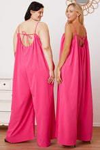 Load image into Gallery viewer, Ruffle Trim Tie Back Cami Jumpsuit with Pockets
