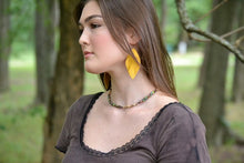Load image into Gallery viewer, Yellow Suede Feather Earrings

