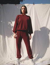 Load image into Gallery viewer, PEOPLE OF LEISURE Varsity Joggers-Deep Ruby
