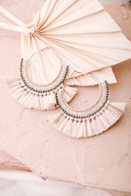 Load image into Gallery viewer, Natural Bead and Raffia Fan Hoop Earrings

