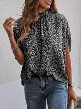 Load image into Gallery viewer, Tied Printed Mock Neck Half Sleeve Blouse
