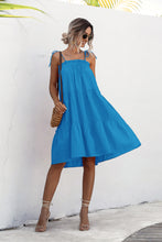 Load image into Gallery viewer, Knotted Strap Ruffle Trim Smock Dress
