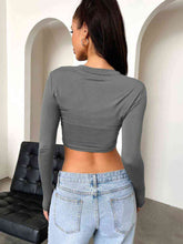 Load image into Gallery viewer, Cropped Round Neck Long Sleeve Top
