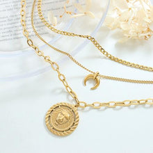 Load image into Gallery viewer, Coin Pendant Triple-Layered Chain Necklace
