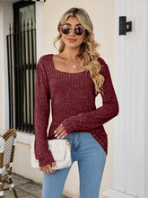 Load image into Gallery viewer, Square Neck Ribbed Long Sleeve Sweater
