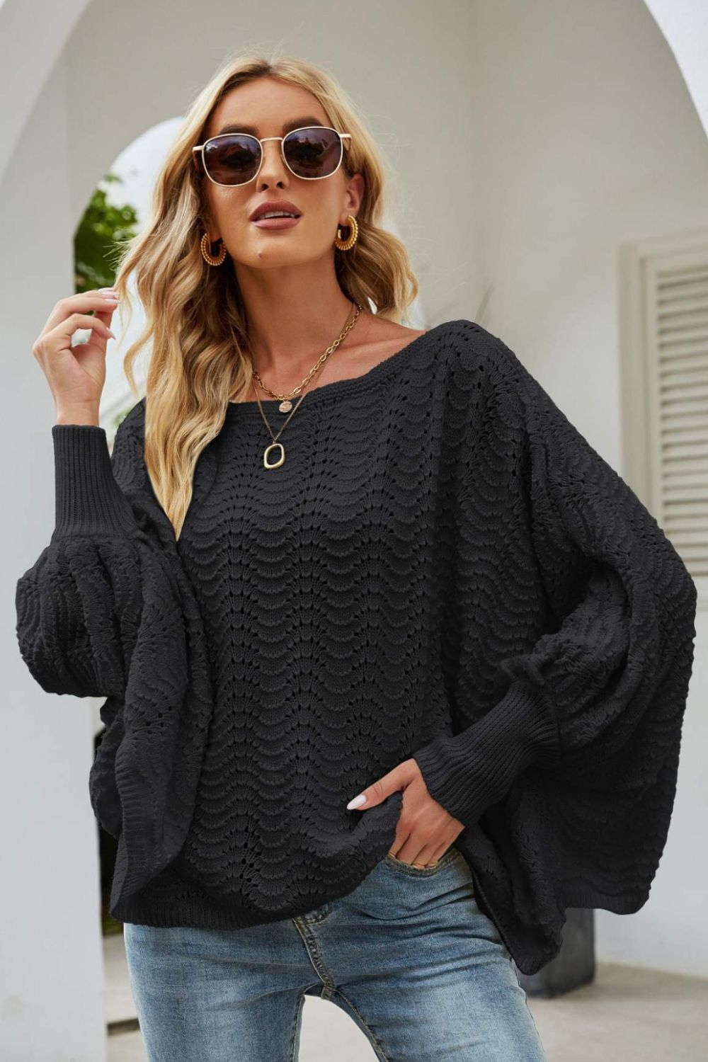 Take Me There Boat Neck Dolman Sleeve Sweater