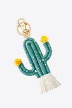 Load image into Gallery viewer, Bead Trim Cactus Keychain with Fringe

