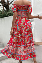 Load image into Gallery viewer, Floral Off-Shoulder Smocked Midi Dress
