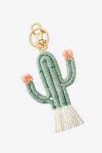 Load image into Gallery viewer, Bead Trim Cactus Keychain with Fringe
