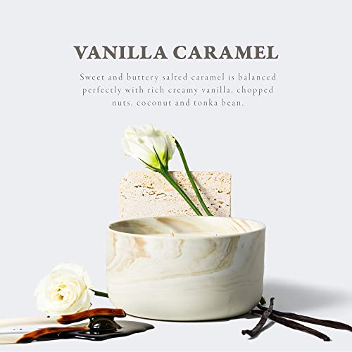 Large Candle, 3 Wicks 14.8oz Vanilla Caramel Ceramic Jar Candle