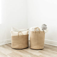 Load image into Gallery viewer, Throw Blanket Basket for Living Room 20x13 | Extra Large Basket for Storage | Large Woven Basket for Storage | Pillow Basket &amp; Blanket Holder for Bedroom | Woven Laundry Hamper - Honey
