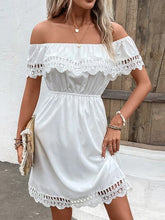 Load image into Gallery viewer, Ruched Lace Detail Off-Shoulder Dress

