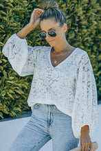 Load image into Gallery viewer, Lace Balloon Sleeve Tunic Blouse
