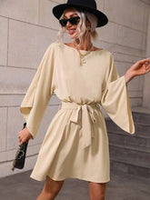 Load image into Gallery viewer, Tie Waist Kimono Sleeve Mini Dress
