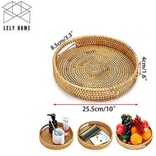 Load image into Gallery viewer, Round Rattan Woven Serving Tray w/ Handles

