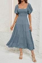 Load image into Gallery viewer, Smocked Square Neck Puff Sleeve Dress

