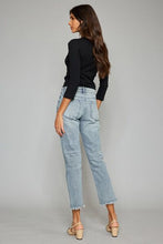 Load image into Gallery viewer, Kancan High Waist Button Fly Raw Hem Cropped Straight Jeans
