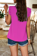 Load image into Gallery viewer, Frill Ruched Mock Neck Sleeveless Blouse
