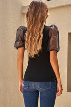Load image into Gallery viewer, Going Out Mesh Puff Sleeve Blouse

