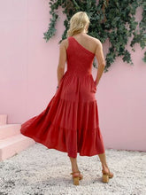 Load image into Gallery viewer, Smocked One Shoulder Sleeveless Dress
