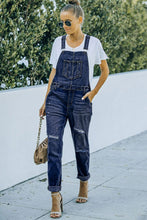 Load image into Gallery viewer, Distressed Denim Overalls
