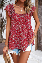 Load image into Gallery viewer, Printed Square Neck Cap Sleeve Blouse
