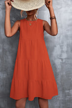 Load image into Gallery viewer, “Cheers” Sleeveless Round Neck Tiered Dress
