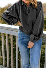 Load image into Gallery viewer, Quarter-Snap Collared Lantern Sleeve Sweatshirt
