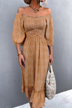 Load image into Gallery viewer, Off-Shoulder Ruffle Hem Midi Dress
