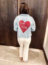 Load image into Gallery viewer, Howdy Cowboy Heart Denim Jacket
