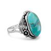 Load image into Gallery viewer, Oval Reconstituted Turquoise Floral Design Ring

