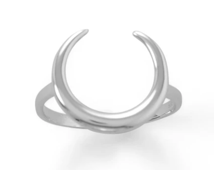 Polished Crescent Moon Ring