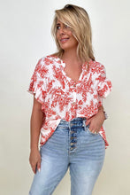 Load image into Gallery viewer, Cozy Co Floral Print Button Down Ruffle Sleeve Top
