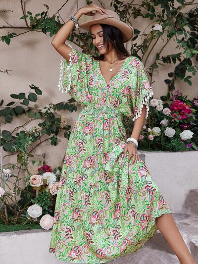 Floral Short Sleeve Maxi Dress