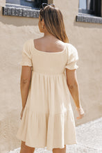 Load image into Gallery viewer, Smocked Square Neck Flounce Sleeve Mini Dress
