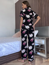 Load image into Gallery viewer, Floral Short Sleeve Shirt and Pants Lounge Set
