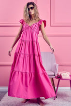Load image into Gallery viewer, Tiered Ruffled Cap Sleeve Maxi Dress
