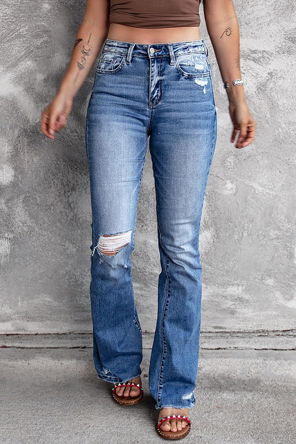 Distressed Flared Jeans