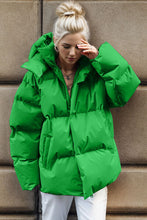Load image into Gallery viewer, Pocketed Zip Up Hooded Puffer Jacket
