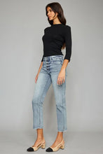 Load image into Gallery viewer, Kancan High Waist Button Fly Raw Hem Cropped Straight Jeans
