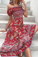 Load image into Gallery viewer, Floral Off-Shoulder Smocked Midi Dress
