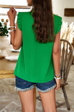 Load image into Gallery viewer, Frill Ruched Mock Neck Sleeveless Blouse
