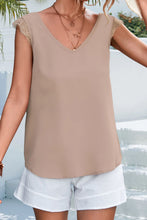 Load image into Gallery viewer, Lace Detail Eyelash Trim V-Neck Tank
