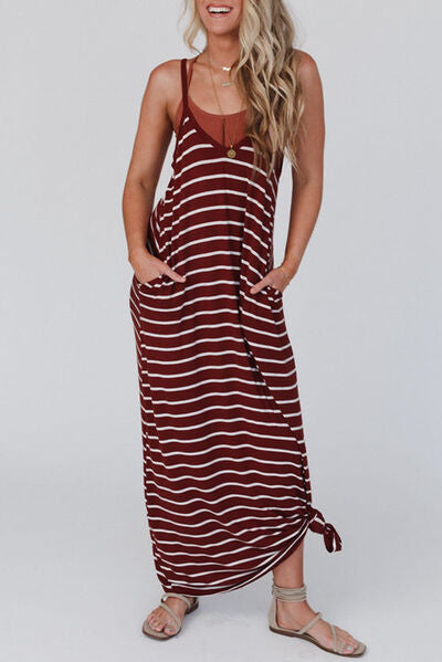 Striped Maxi Cami Dress with Pockets